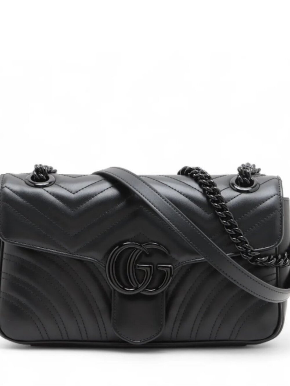 Gucci GG Marmont Leather Chain Shoulder Bag Black